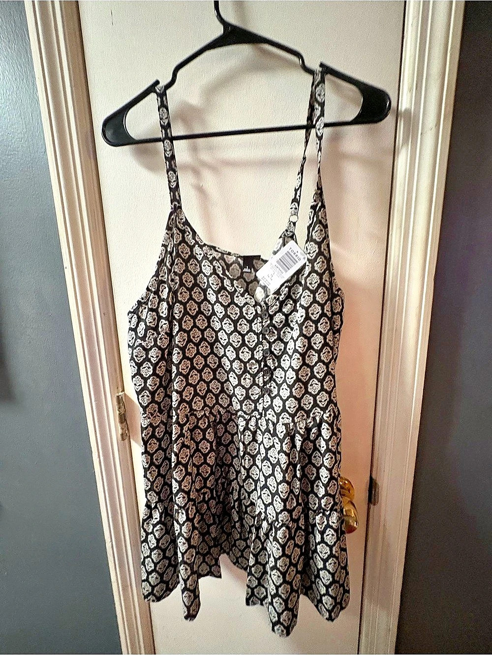Torrid Challis Dropped Tiered Waist Cami Flower Motif Deep Black Floral